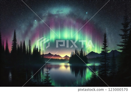 Aurora on a cold night in the north 123000570