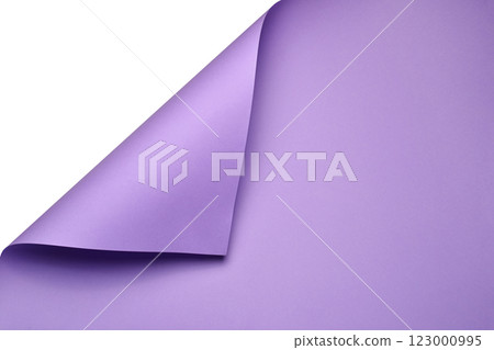 A clean and minimalist composition featuring a sheet of smooth purple paper curled at the corner. The vibrant color and elegant fold create a dynamic yet simple visual element. A clean and minimalist composition featuring a sheet of smooth purple paper curled at the corner. The vibrant color and elegant fold create a dynamic yet simple visual element. 123000995