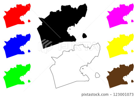 Taubate city (Federative Republic of Brazil, Sao Paulo state) map vector illustration, scribble sketch Taubate map 123001073