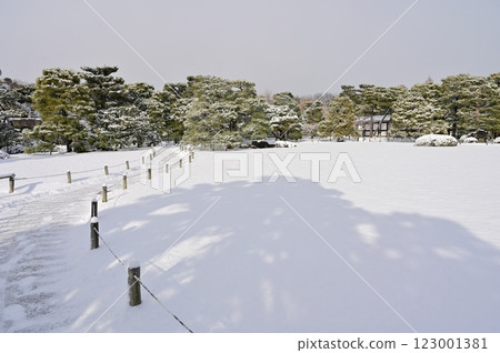 Snow scene in the Honmaru garden of Nijo Castle (former Imperial Palace Nijo Castle) 123001381
