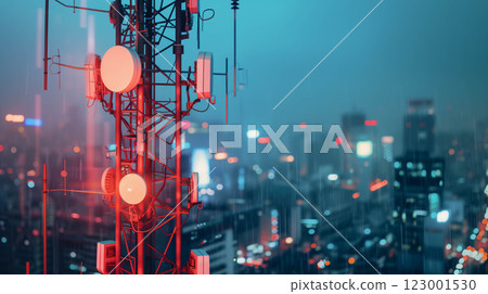 Antenna telecommunication tower station, internet online wireless network. 123001530
