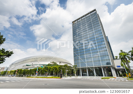 Building view of the Taipei Dome in Taiwan, also known as the Farglory Dome, is a multi-purpose domed stadium. 123001657
