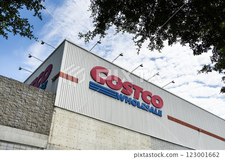 View of Costco wholesale storefront in Taichung, Taiwan. Costco Wholesale Company is the largest membership warehousing club in the United States. 123001662