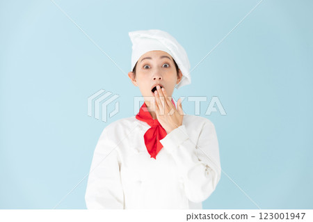 女廚師做菜外套驚訝 123001947