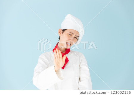 Female chef cook coat not allowed 123002136