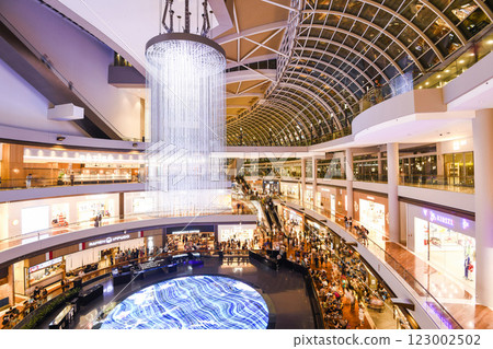 Interior view of the Shoppes at the Marina Bay Sands in Singapore is home to a mall, theatre, celebrity chef restaurants, casino, and more. Interior view of the Shoppes at the Marina Bay Sands in Singapore is home to a mall, theatre, celebrity chef restaurants, casino, and more. 123002502