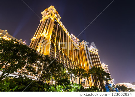 Night view of Galaxy Entertainment Group casino in Macau, China. 123002924