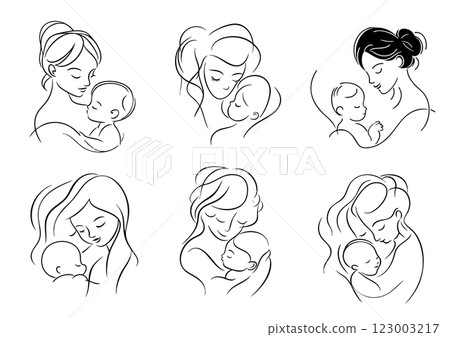 母親抱著嬰兒的插圖 生成式 AI 母親抱著嬰兒的插圖 生成式 AI 123003217