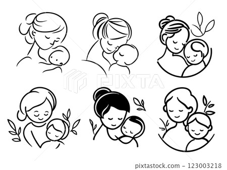 母親抱著嬰兒的插圖 生成式 AI 母親抱著嬰兒的插圖 生成式 AI 123003218