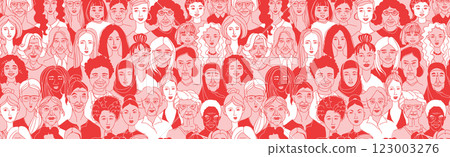 Diverse Women Portraits for International Women's Day Illustration 123003276