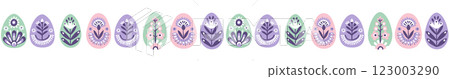 Seamless Scandinavian Easter Pattern with Decorated Eggs and Flowers Seamless Scandinavian Easter Pattern with Decorated Eggs and Flowers 123003290