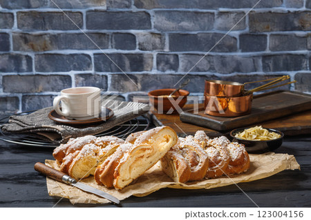 Almond braid with marzipan, Danish Almond braid 123004156