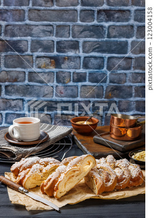 Almond braid with marzipan, Danish Almond braid Almond braid with marzipan, Danish Almond braid 123004158