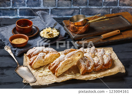 Almond braid with marzipan, Danish Almond braid 123004161