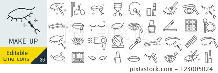 Makeup line icon set Makeup line icon set 123005024