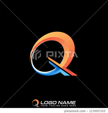 Logo design graphic concept creative premium vector stock image graphic initial TQ QT TT font circle italic techno sport science monogram typography 123005103