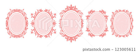 Vintage floral frame set, vector hand drawn crayon texture vintage border antique Barocco swirl.  123005611