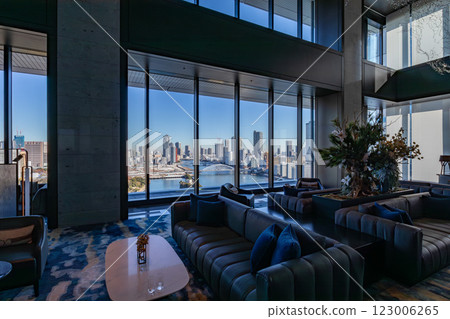 View of Tsukiji Market from the lobby and reception of Mesm Tokyo, a luxury Marriott hotel 123006265