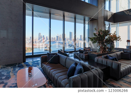 View of Tsukiji Market from the lobby and reception of Mesm Tokyo, a luxury Marriott hotel 123006266