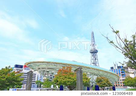 Scenery of Nagoya TV Tower and spaceship on water, Nagoya, Aichi Prefecture 123006489