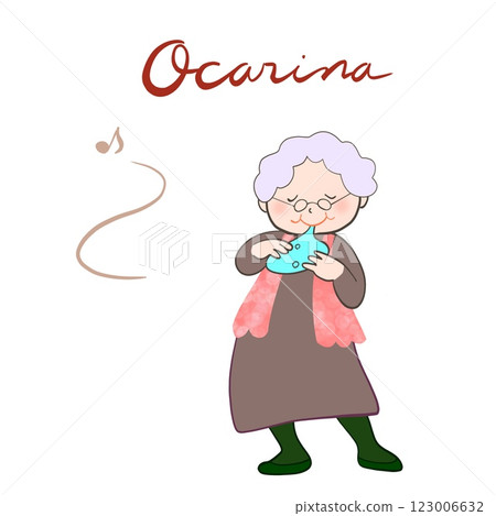 一位老人演奏陶笛的插圖 一位老人演奏陶笛的插圖 123006632