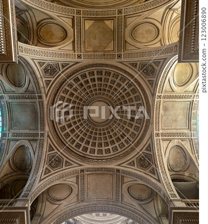 Ornate Ceiling of The Pantheon in Paris, France 123006890