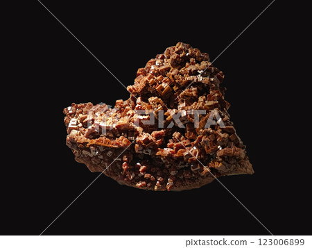 Detailed Close-Up View of Beautiful Cubic Vanadinite Crystal Specimen on Dark Background Detailed Close-Up View of Beautiful Cubic Vanadinite Crystal Specimen on Dark Background 123006899