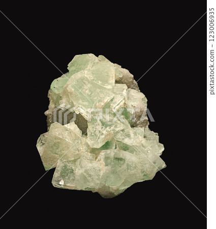Green Fluorite Crystal Macro on Black Green Fluorite Crystal Macro on Black 123006935