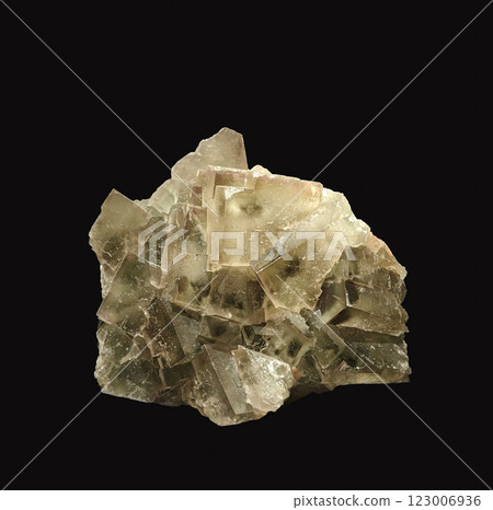 Beige Fluorite Crystal Close-Up Beige Fluorite Crystal Close-Up 123006936