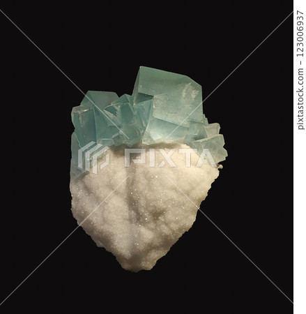 Blue Fluorite Crystal on White Matrix Blue Fluorite Crystal on White Matrix 123006937