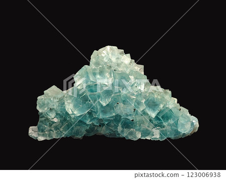 Exquisite Light Blue Fluorite Crystal Formation with Distinct Cubic Structures Captured Close-Up Exquisite Light Blue Fluorite Crystal Formation with Distinct Cubic Structures Captured Close-Up 123006938
