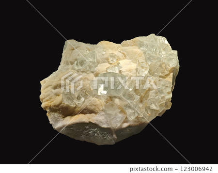 Transparent Fluorite Cluster on Beige Matrix 123006942