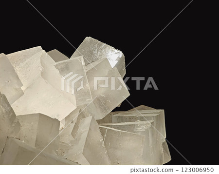 Halite Crystal Cluster in Macro View Halite Crystal Cluster in Macro View 123006950