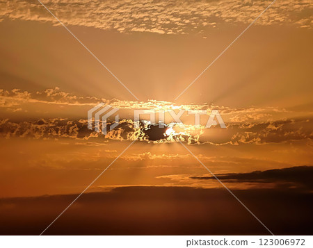 Radiant Sunset Over the Ocean with Reflective Waters Radiant Sunset Over the Ocean with Reflective Waters 123006972