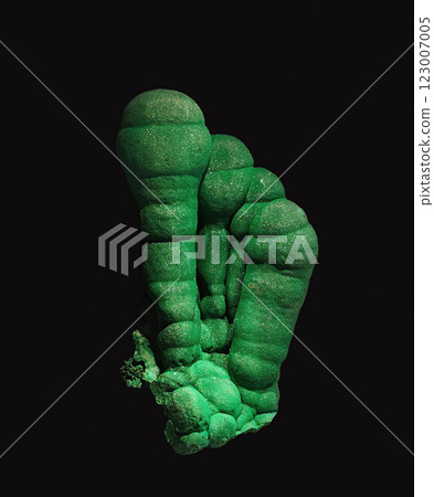 Malachite Mineral in Stalactite Formation with Vibrant Green Texture 123007005