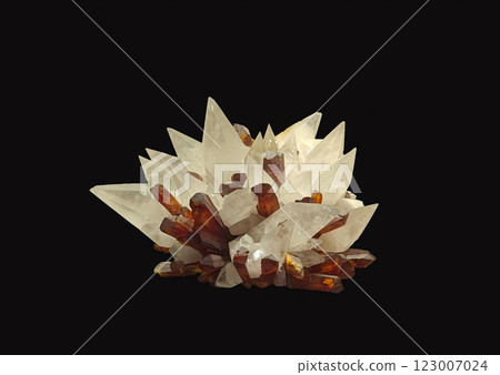 Close-Up View of Orpiment and Calcite Crystals Mineral Specimen 123007024