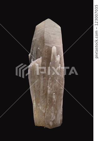 Detailed Close-Up View of Quartz Crystal Specimen on Dark Background Detailed Close-Up View of Quartz Crystal Specimen on Dark Background 123007035