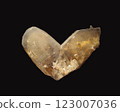 Detailed Close-Up View of Beautiful Heart-Shaped Quartz Crystal Specimen on Dark Background 123007036