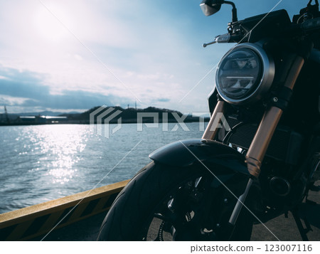 Bike and fishing port Bike and fishing port 123007116