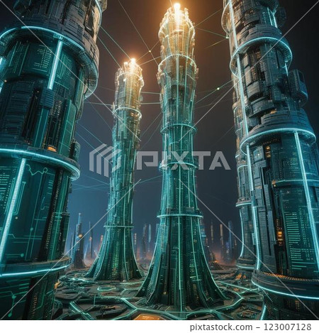 Images of digital, AI, big data, networks, etc. 123007128