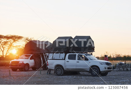 Touristic cars in the deserts of Africa, Namibia 123007456