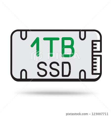 ssd 1TB memory outline icon ssd 1TB memory outline icon 123007711