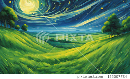 Flowing clouds and starry sky scenery 8 123007784