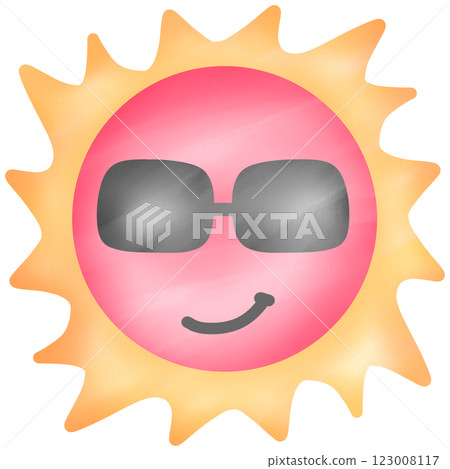 Cartoon sun wearing sunglasses Cartoon sun wearing sunglasses 123008117