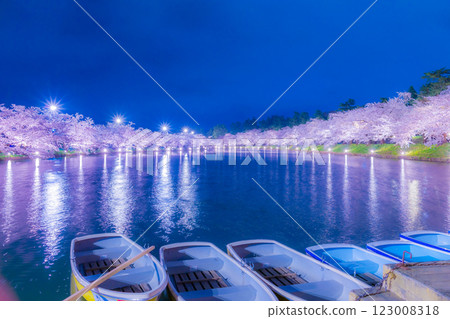 弘前市的夜櫻美麗極了 123008318