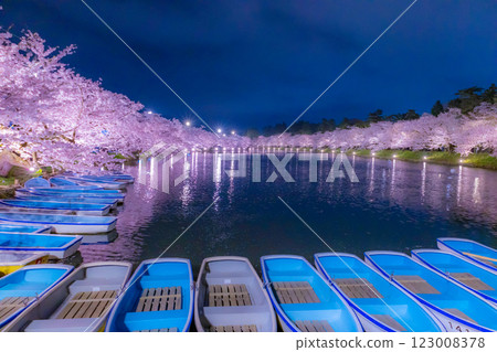 Beautiful cherry blossoms at night in Hirosaki 123008378