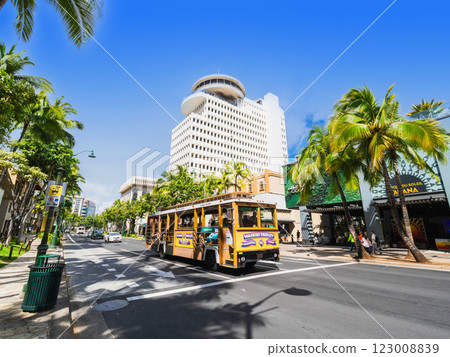 Kalakaua Avenue, the main street of Waikiki 123008839