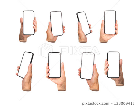 Elderly hands holding smartphones with blank screens. Wrinkled fingers gripping mobile devices, Elderly hands holding smartphones with blank screens. Wrinkled fingers gripping mobile devices, 123009415