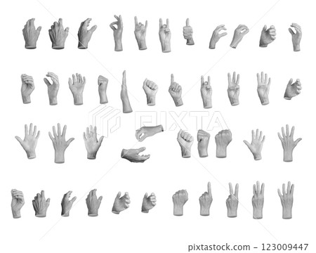 Set of elderly female hands making various gestures, including thumbs up, OK sign, peace, victory, Set of elderly female hands making various gestures, including thumbs up, OK sign, peace, victory, 123009447