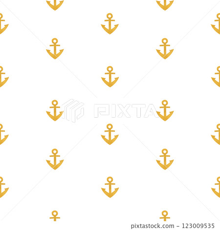 Anchor gold watercolor seamless pattern isolated on white. Hand painted art perfect for cards, wrapping paper, packaging, tickets, stationary tourism, travel, voyage design. Monochromatic clip art Anchor gold watercolor seamless pattern isolated on white. Hand painted art perfect for cards, wrapping paper, packaging, tickets, stationary tourism, travel, voyage design. Monochromatic clip art 123009535